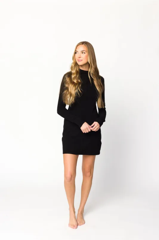 Marisol Long Sleeve Mini Dress in Black sold by Worth Collective
