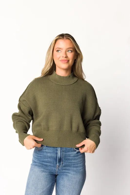 Marnie Mockneck Sweater in Dusty Olive sold by Worth Collective