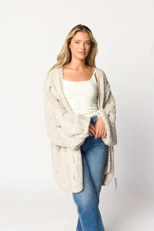Aspen Cardigan in White Smoke sold by Worth Collective