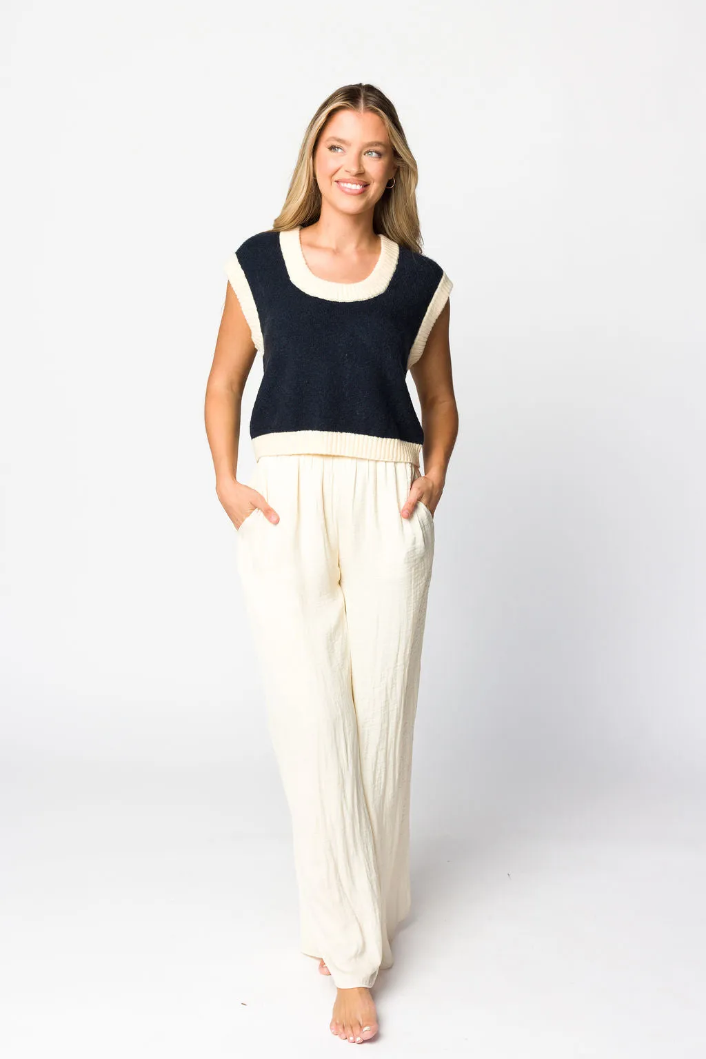 Sylana Sweater Vest in Dark Navy sold by Worth Collective product image thumbnail 2