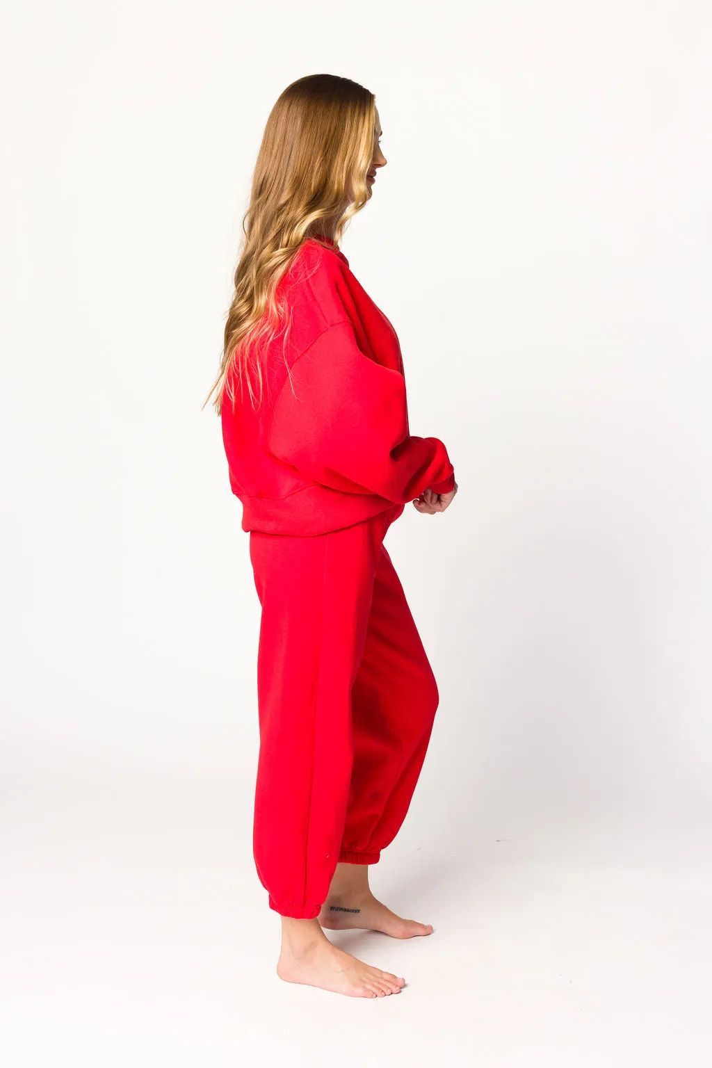 Comfy Cozy Sweatshirt and Sweatpants Set in Red sold by Worth Collective product image thumbnail 5