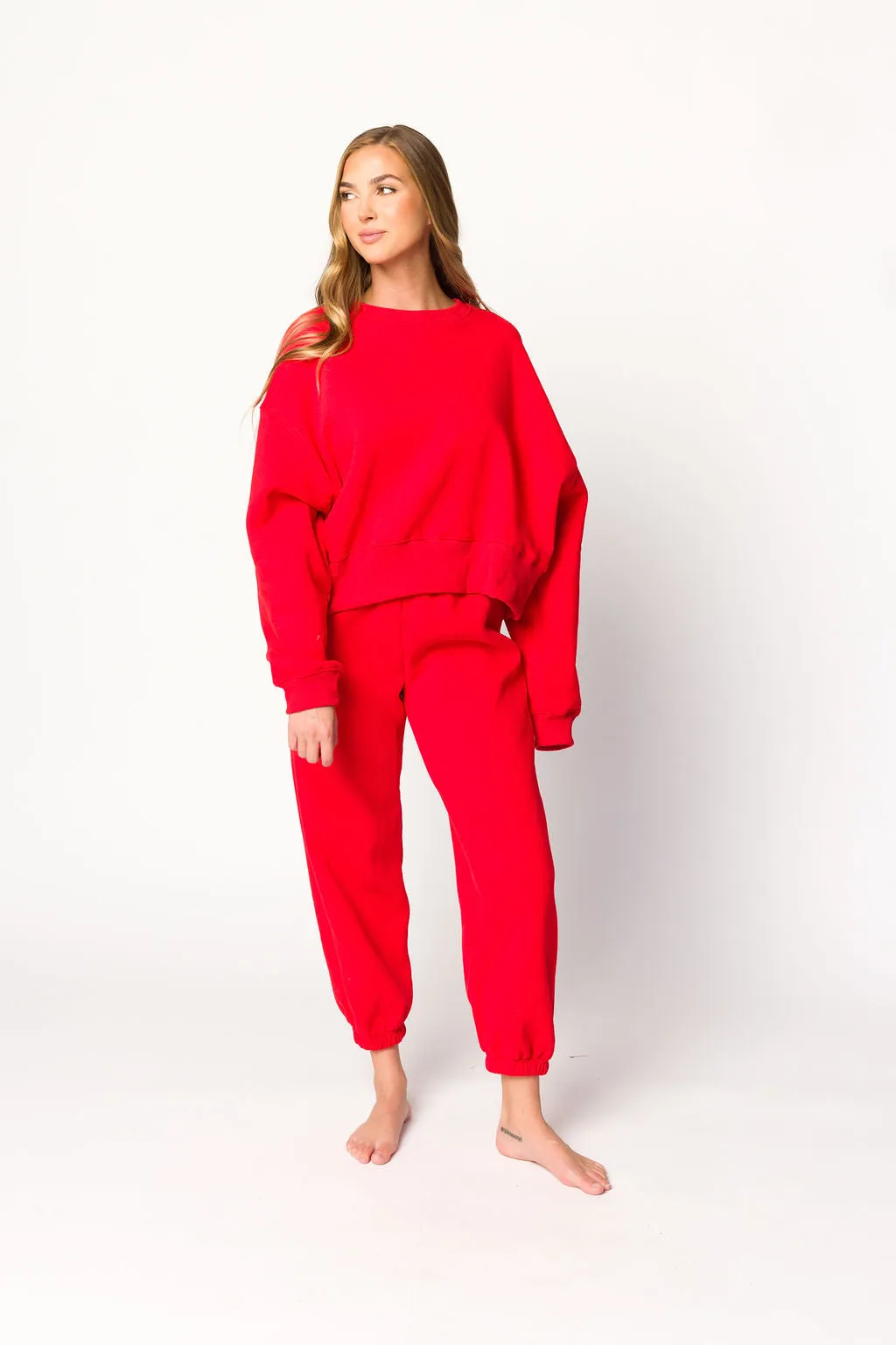 Comfy Cozy Sweatshirt and Sweatpants Set in Red sold by Worth Collective product image thumbnail 2
