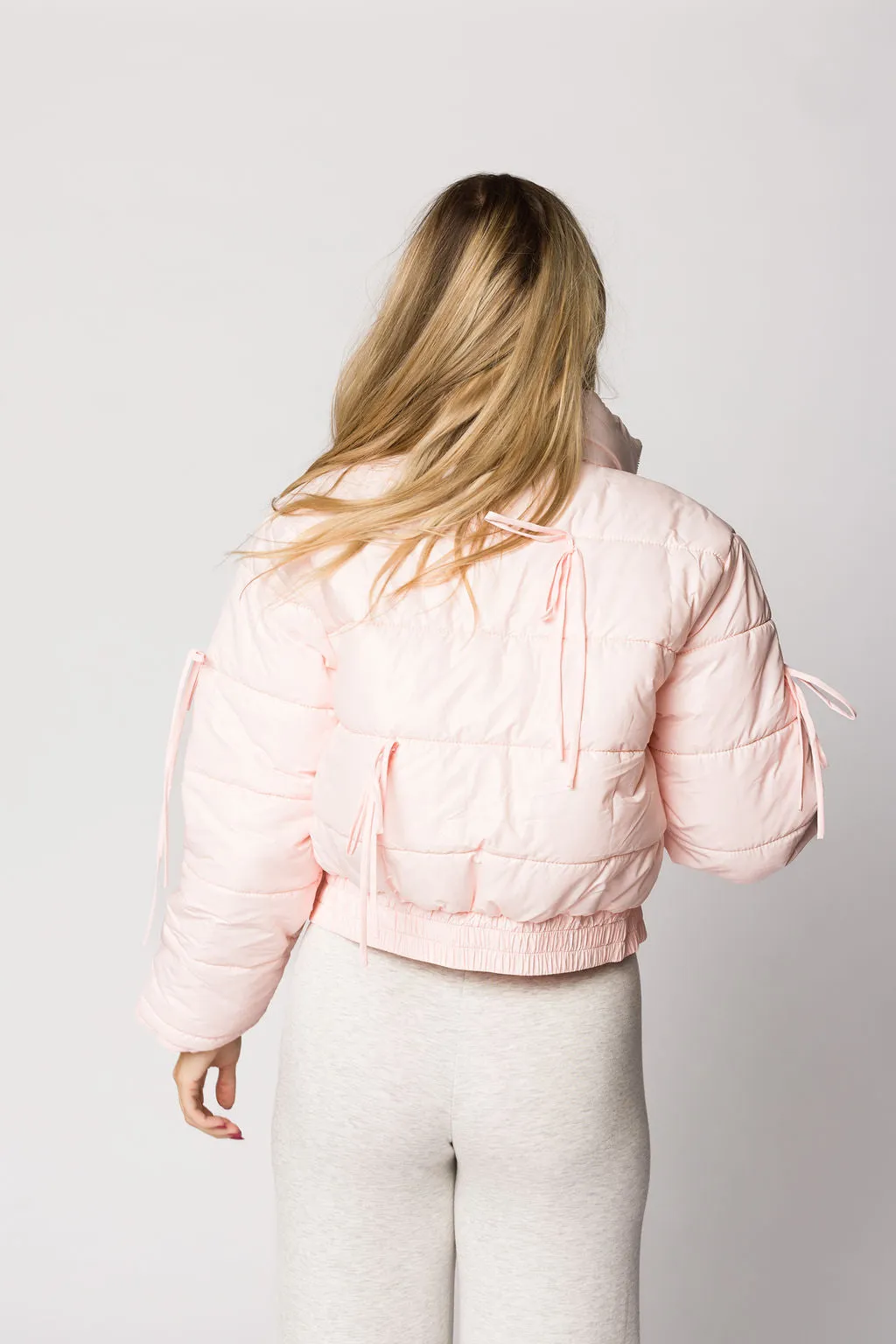 Eloise Ribbon Bow Puffer Jacket in Pink sold by Worth Collective product image thumbnail 5