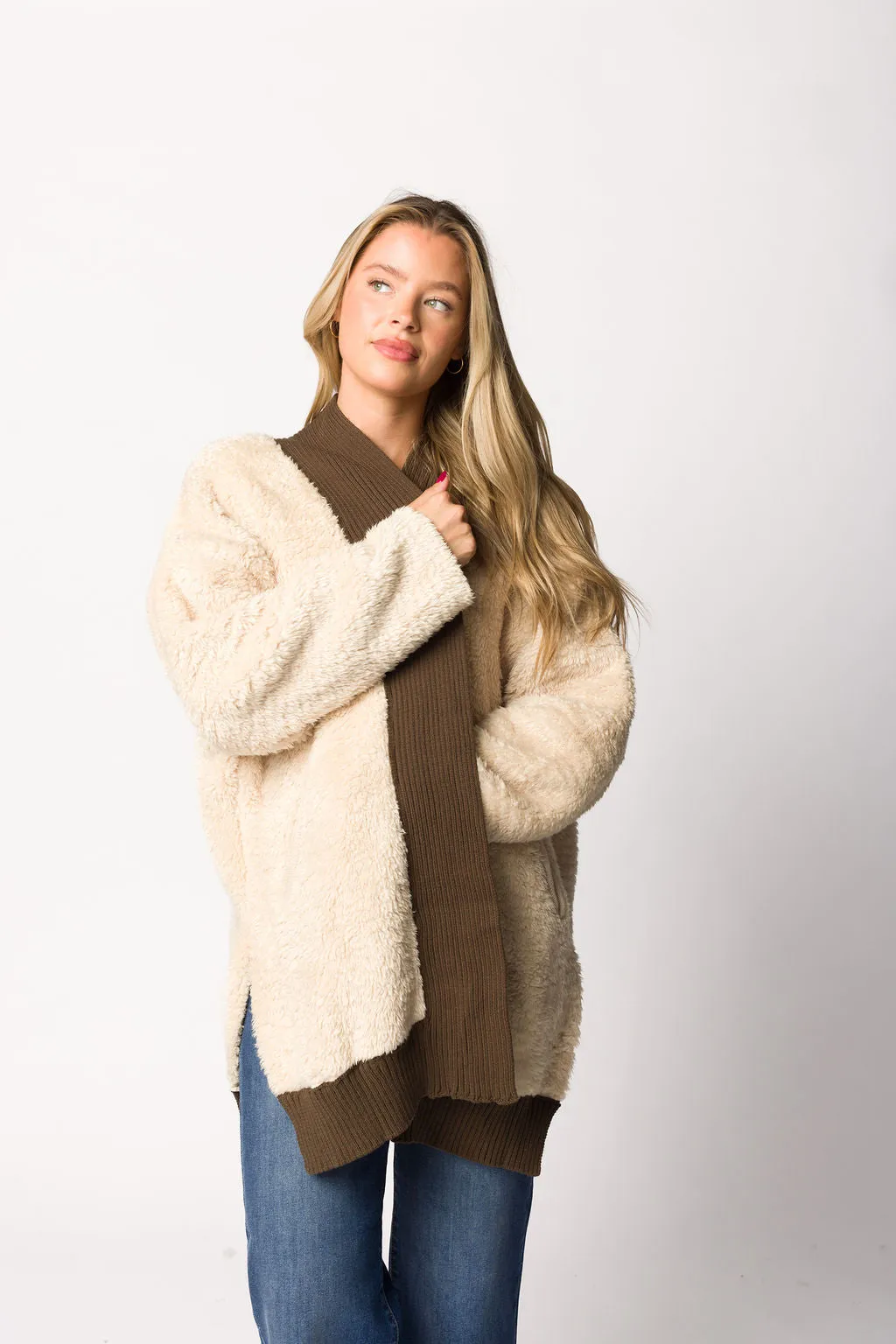 Sophia Cardigan with Contrast Border in Natural sold by Worth Collective product image thumbnail 3