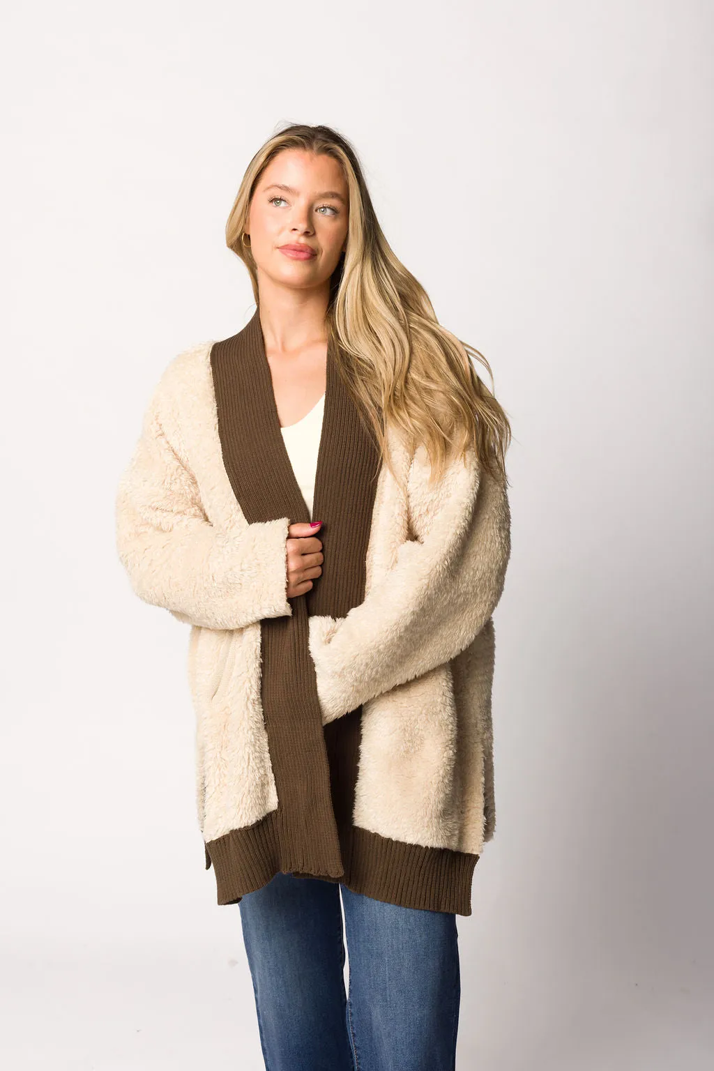 Sophia Cardigan with Contrast Border in Natural sold by Worth Collective product image thumbnail 2