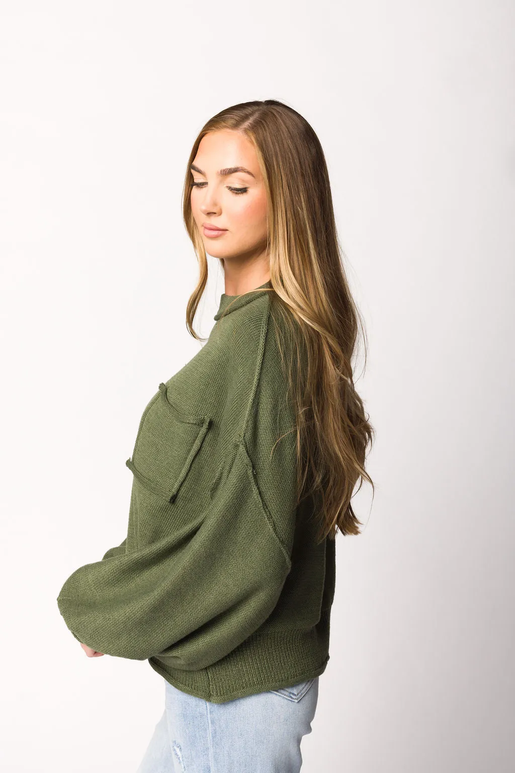 Kaylee Balloon Sleeve Sweater in Parsley Herb sold by Worth Collective product image thumbnail 2