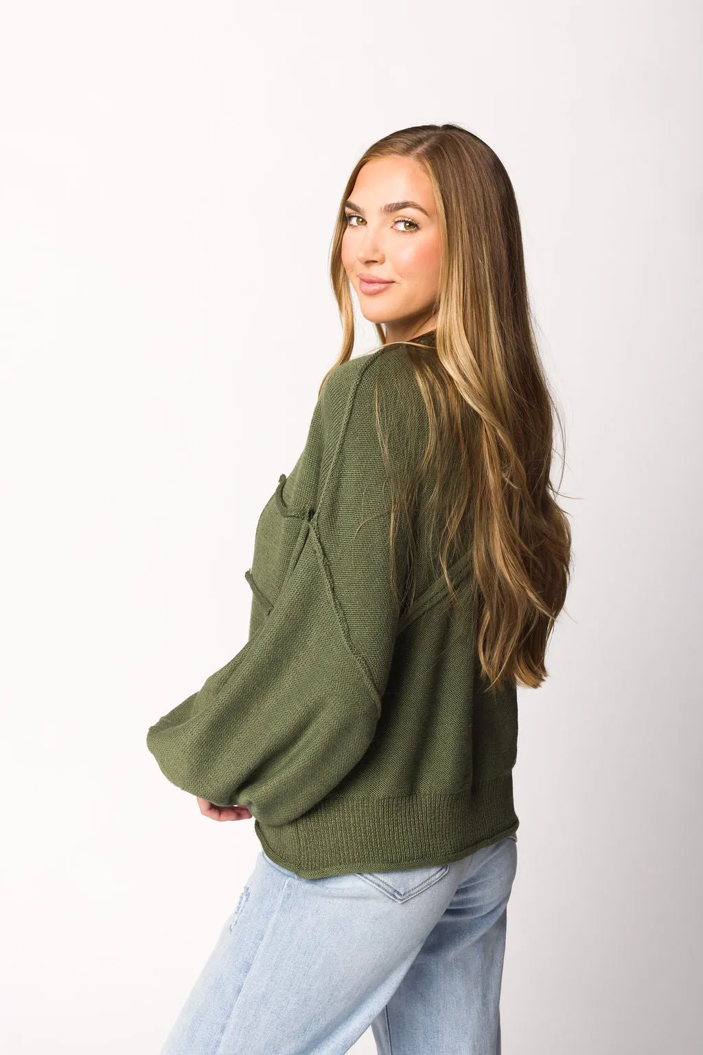 Kaylee Balloon Sleeve Sweater in Parsley Herb sold by Worth Collective product image thumbnail 3