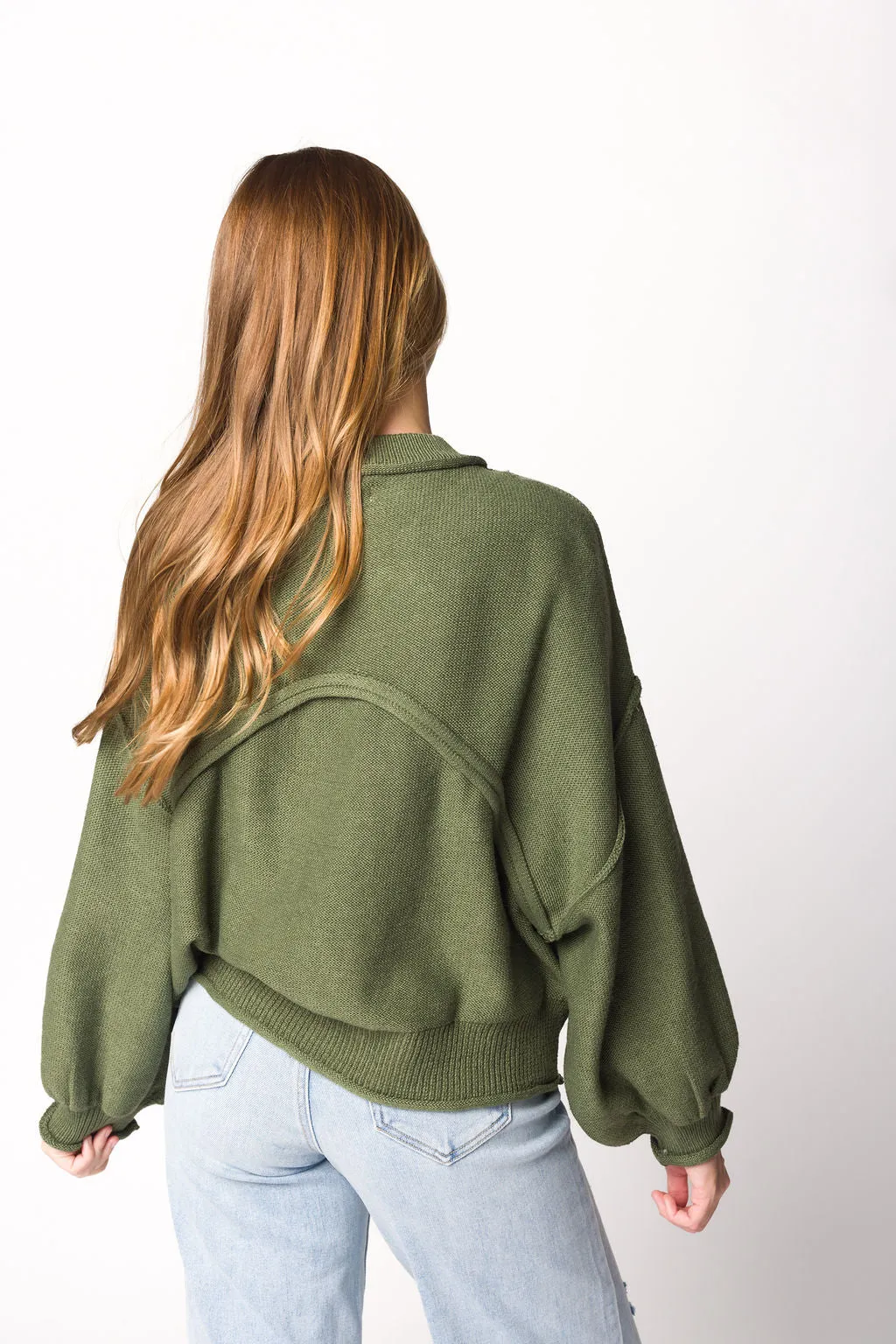 Kaylee Balloon Sleeve Sweater in Parsley Herb sold by Worth Collective product image thumbnail 4