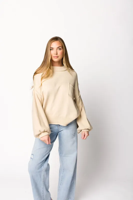 Kaylee Balloon Sleeve Sweater in Pale Oak sold by Worth Collective