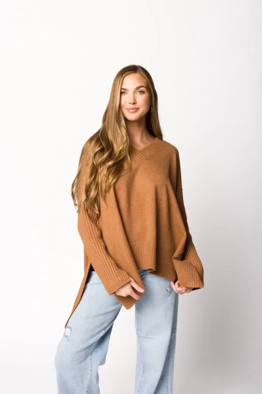 Paisley V-Neck Sweater in Brown sold by Worth Collective