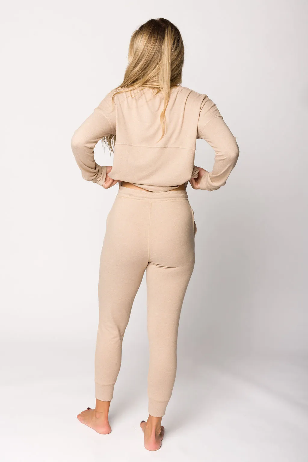 Olivia Brushed Long Sleeve Top and Joggers Set in Mocha sold by Worth Collective product image thumbnail 4
