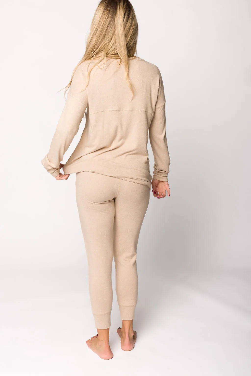 Olivia Brushed Long Sleeve Top and Joggers Set in Mocha sold by Worth Collective product image thumbnail 5