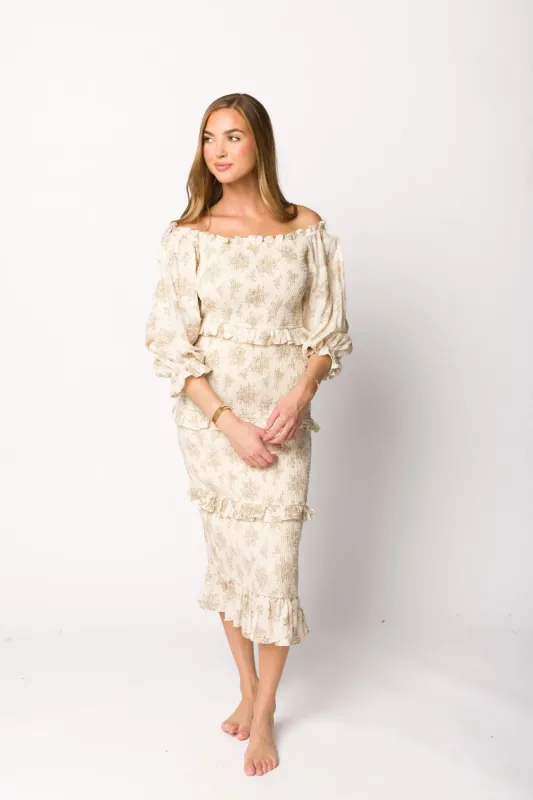 The Chloe Midi Dress in Brown - Bump Friendly sold by Worth Collective