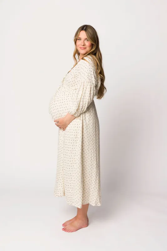 Hunter 100% Cotton Gauze Midi Dress in Black Floral - Bump Friendly (Fully Lined) sold by Worth Collective