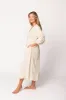 Hunter 100% Cotton Gauze Midi Dress in Natural/Brown Floral Bump Friendly (Fully Lined) sold by Worth Collective