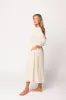 Hunter 100% Cotton Gauze Midi Dress in Natural/Brown Floral Bump Friendly (Fully Lined) sold by Worth Collective