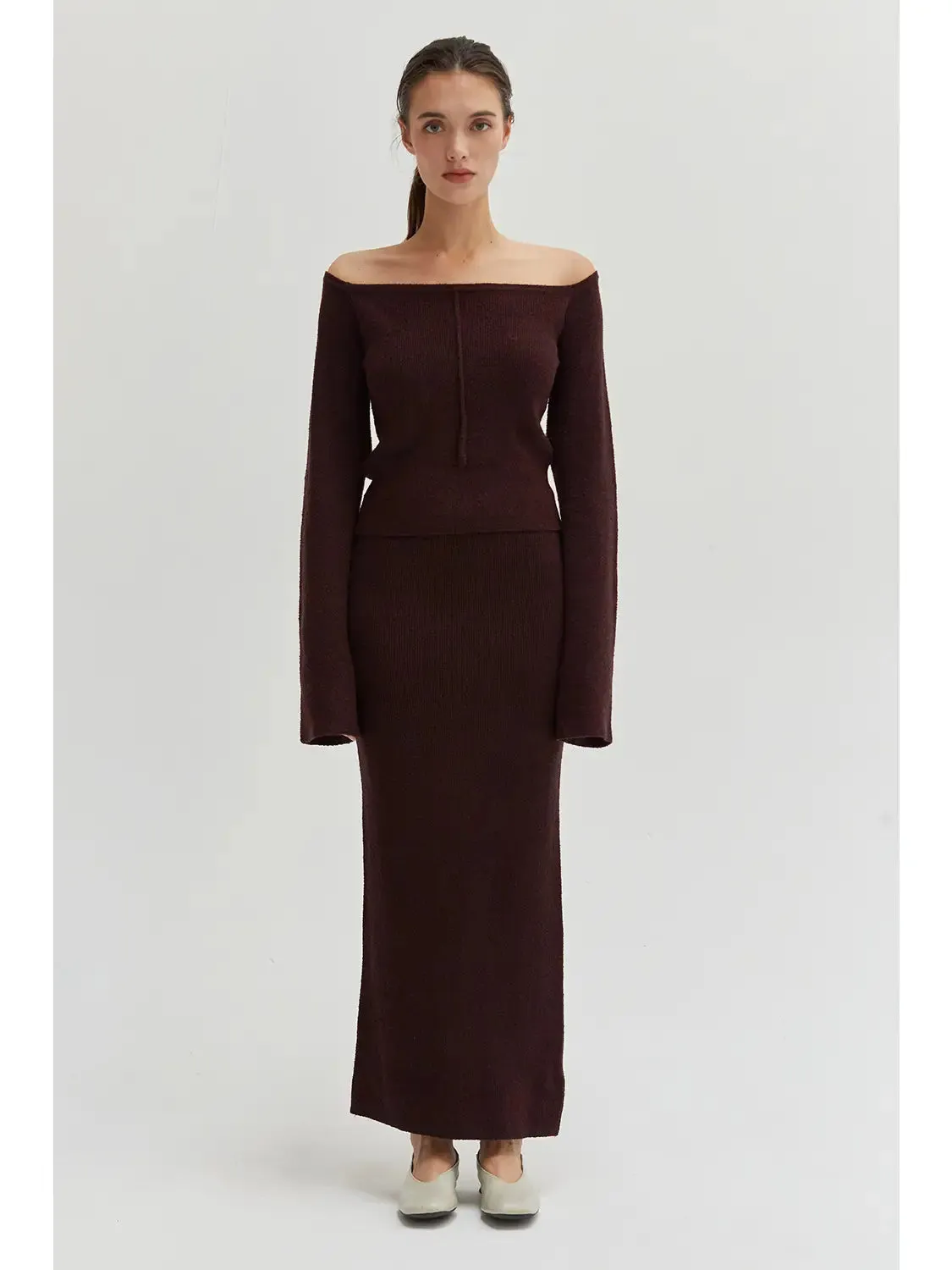 Bella Two Piece Sweater Set in Cabernet sold by Worth Collective