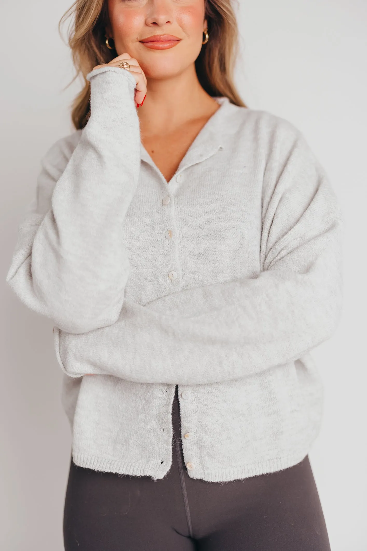 Piper Cardigan Top in Light Grey sold by Worth Collective product image thumbnail 4