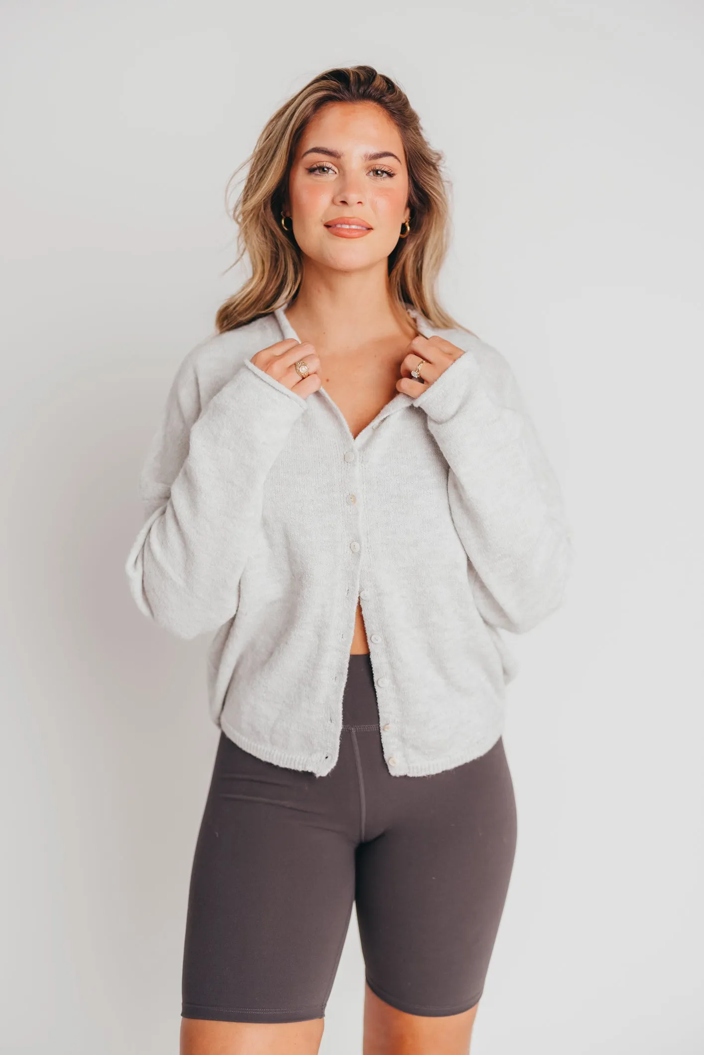 Piper Cardigan Top in Light Grey sold by Worth Collective