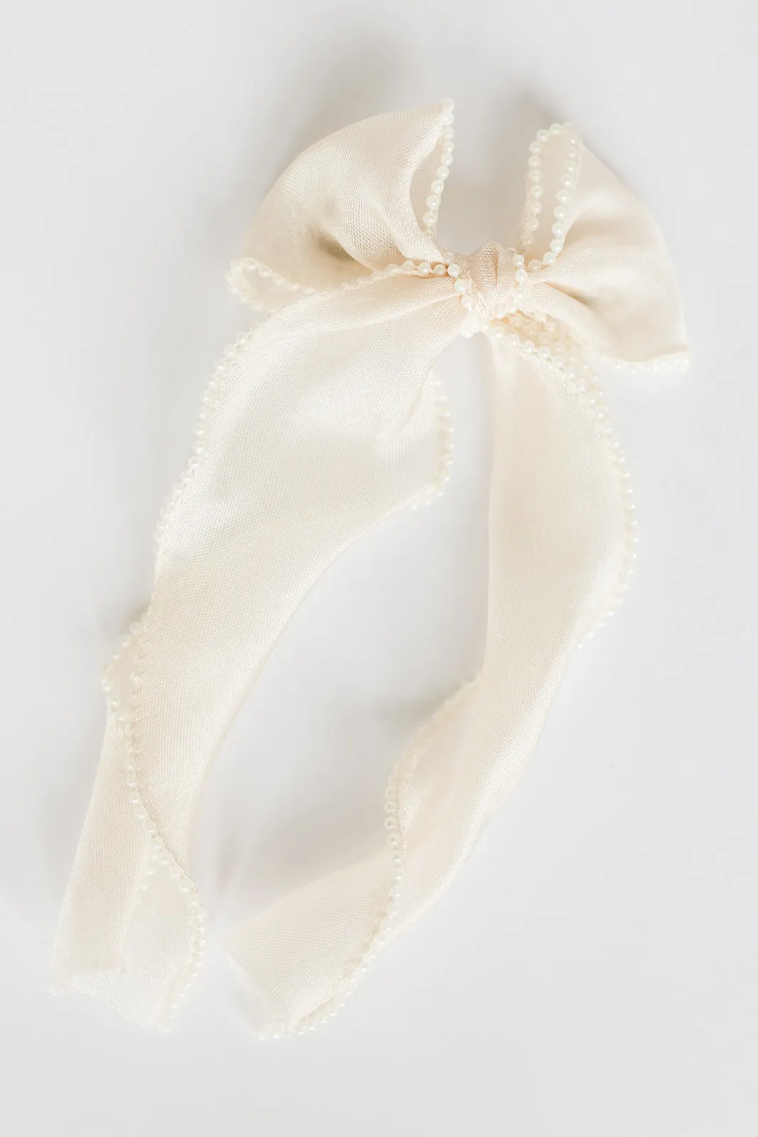 Pearl Long Bow Clip in Cream sold by Worth Collective product image thumbnail 2