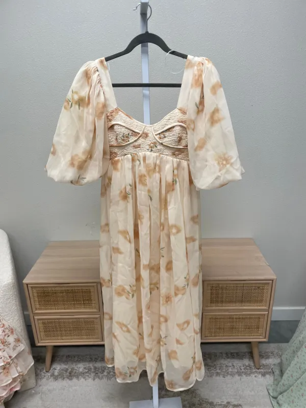 Harlow Maxi Dress Sample in Orange Blossom sold by Worth Collective