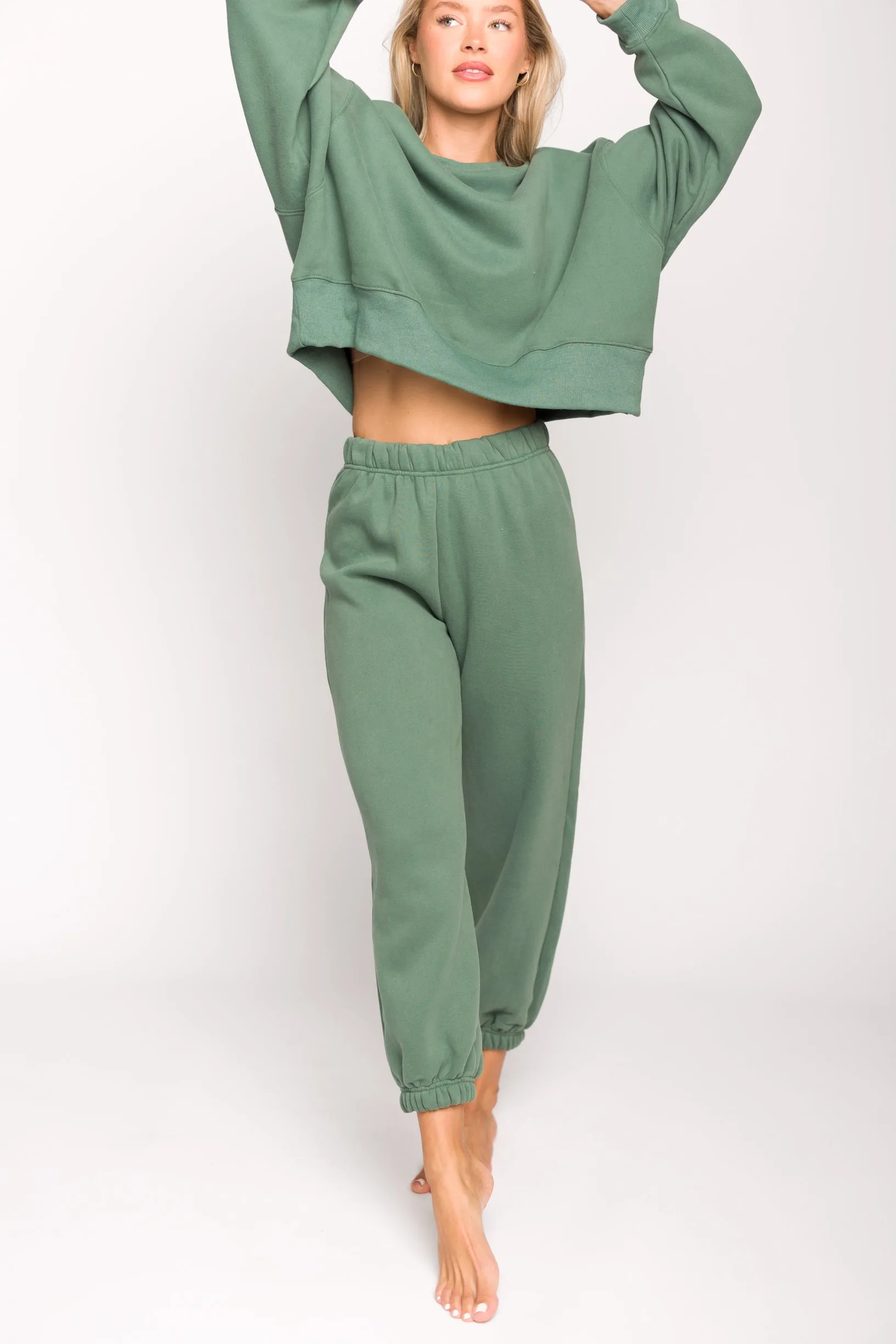 Comfy Cozy Jogger Sweatpants in Pine (Sold Separately) sold by Worth Collective