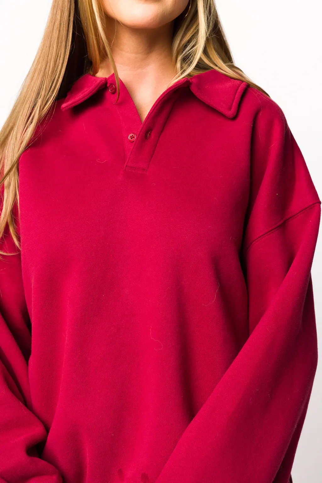 Airport 100% Cotton Sweatshirt in Merlot sold by Worth Collective product image thumbnail 2