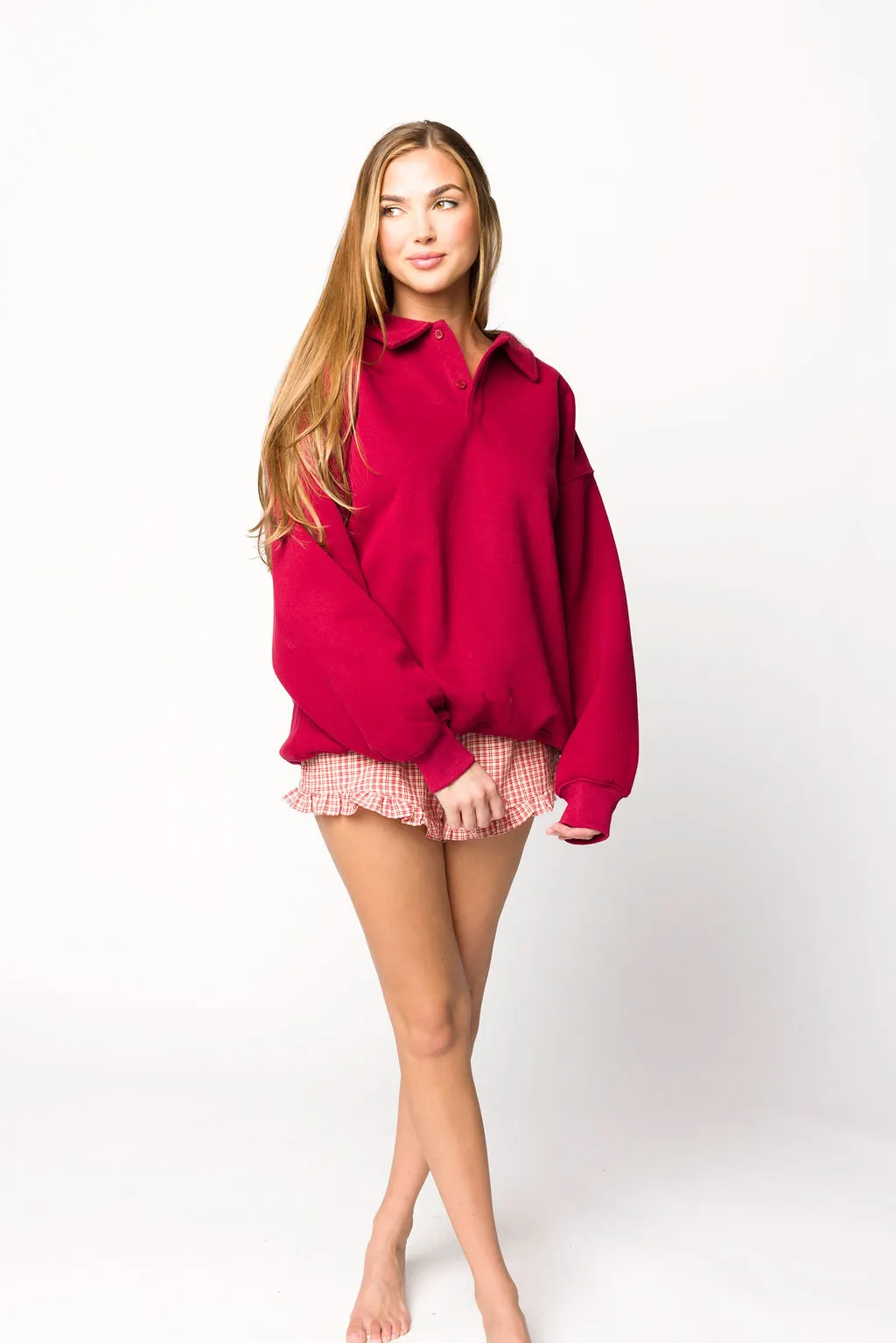 Airport 100% Cotton Sweatshirt in Merlot sold by Worth Collective product image thumbnail 3