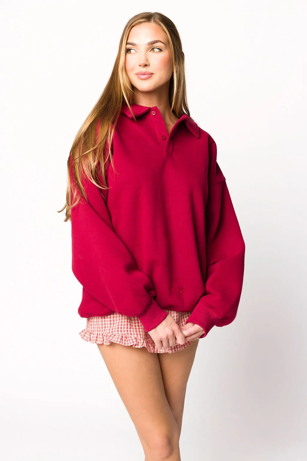 Airport 100% Cotton Sweatshirt in Merlot sold by Worth Collective product image thumbnail 4