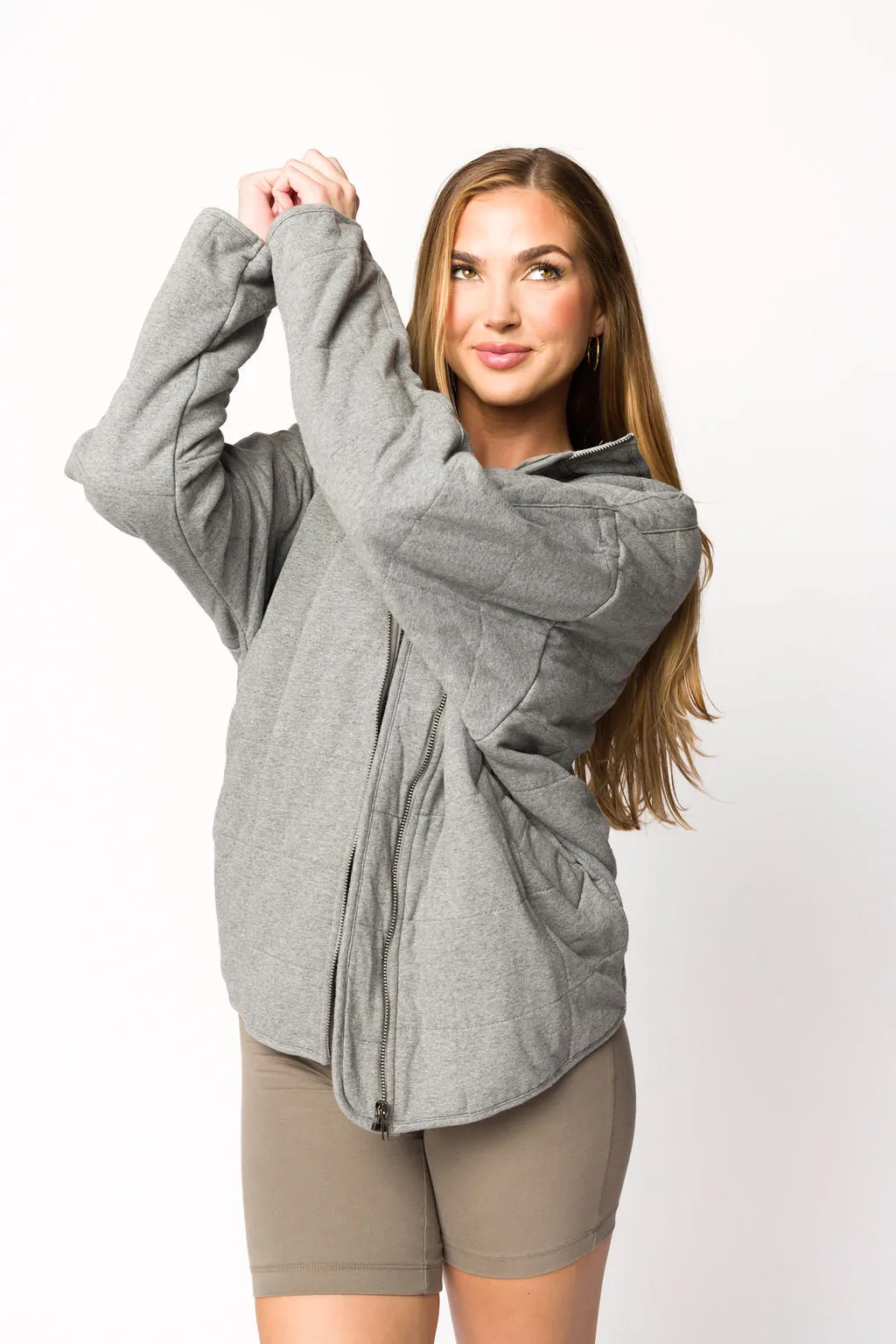 Cecilia Quilted Jacket in Grey sold by Worth Collective