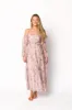Atlas Rouched Midi Dress in Purple/Blush Floral sold by Worth Collective