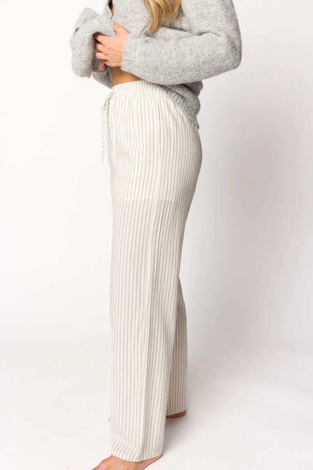Julie Striped Cotton Pants in Ivory/Black sold by Worth Collective product image thumbnail 3