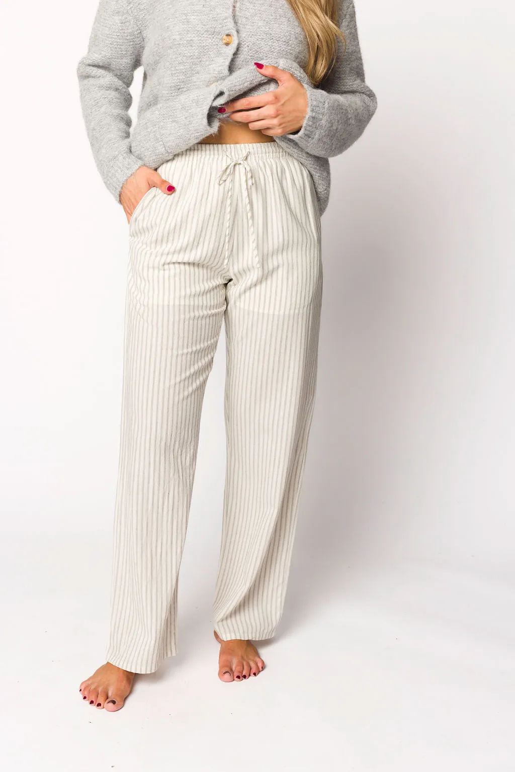 Julie Striped Cotton Pants in Ivory/Black sold by Worth Collective product image thumbnail 2
