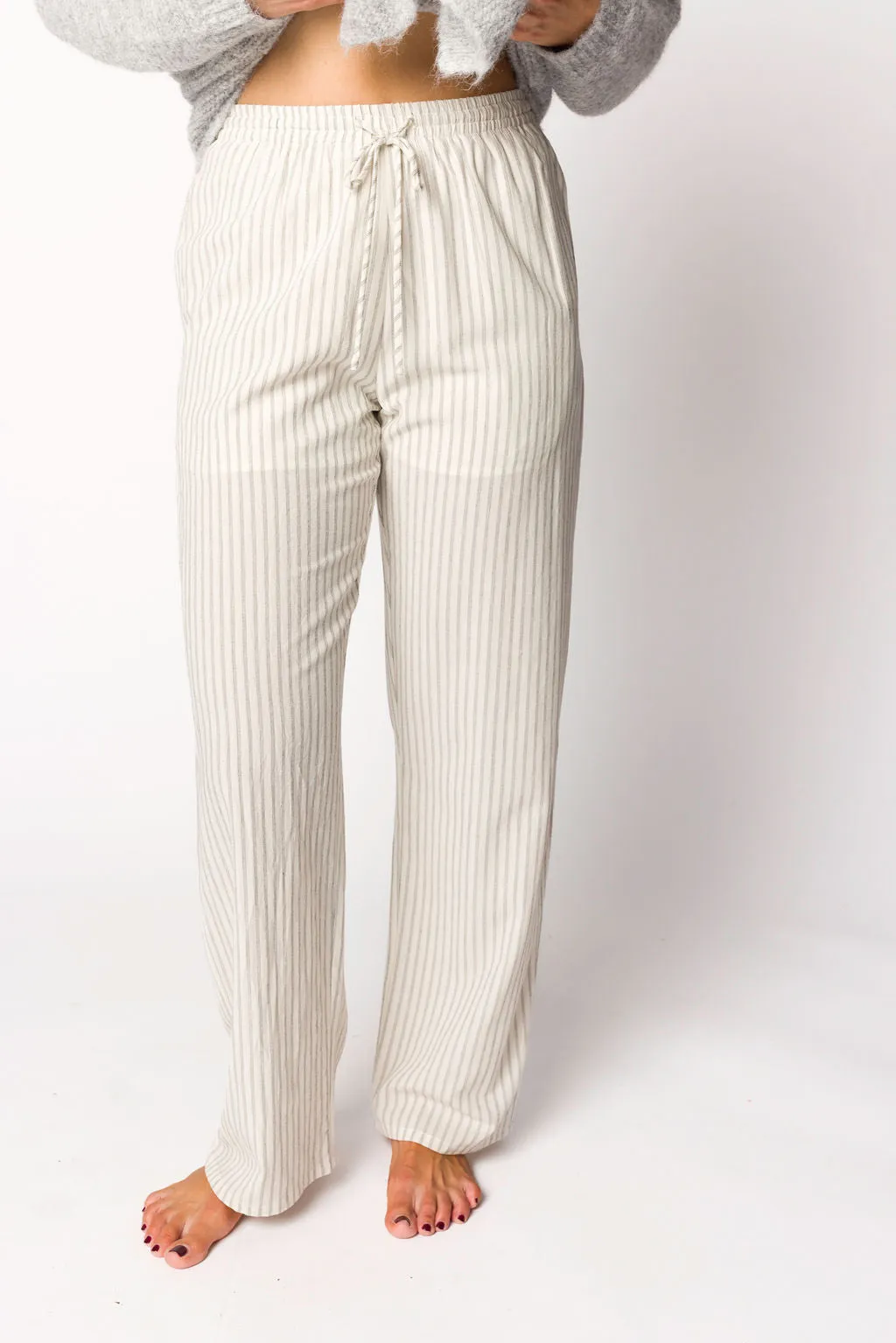 Julie Striped Cotton Pants in Ivory/Black sold by Worth Collective