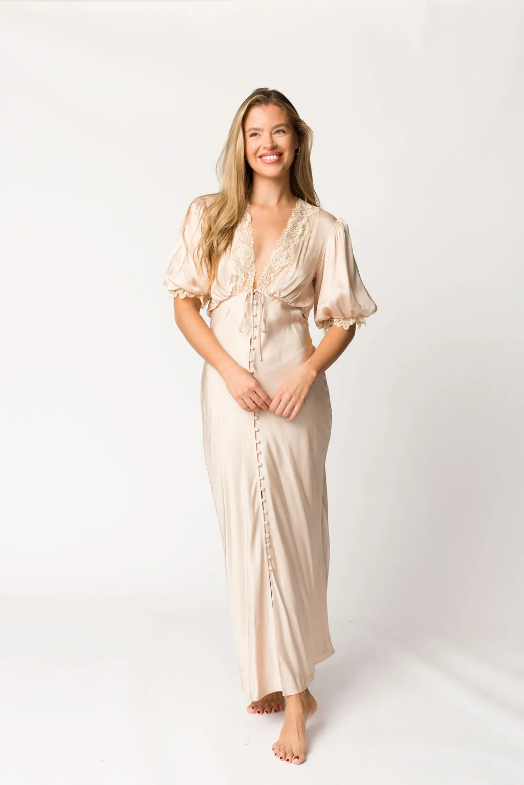 Honey Duster Maxi Dress in Dove sold by Worth Collective