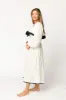 Megan Ruffle Long Sleeve Midi Dress in Cream/Navy sold by Worth Collective
