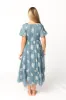 Hallie Embroidered Maxi Dress in Dusty Blue - Bump Friendly & Inclusive Sizing (S-3XL) sold by Worth Collective