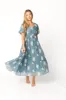 Hallie Embroidered Maxi Dress in Dusty Blue - Bump Friendly & Inclusive Sizing (S-3XL) sold by Worth Collective