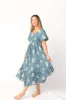 Hallie Embroidered Maxi Dress in Dusty Blue - Bump Friendly & Inclusive Sizing (S-3XL) sold by Worth Collective