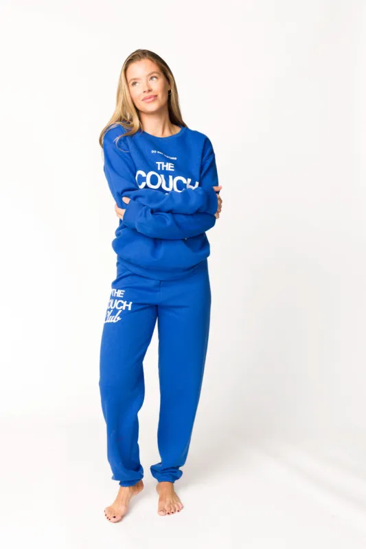 Couch Club Sweatpants in Royal Blue sold by Worth Collective