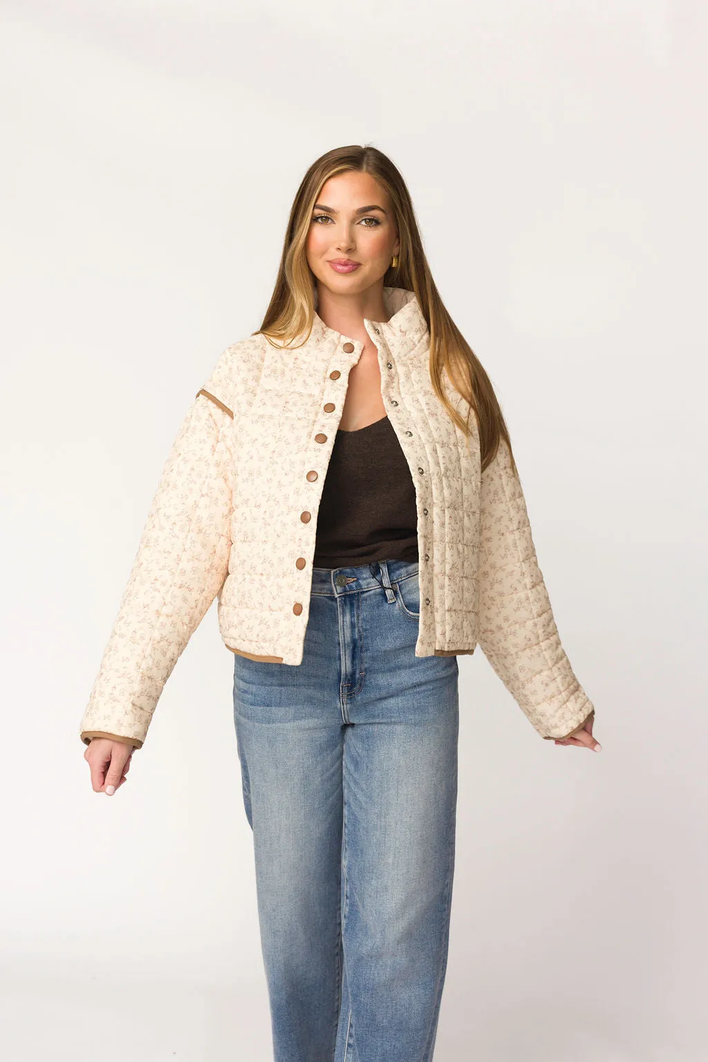 Elias Quilted Jacket in Natural Floral sold by Worth Collective product image thumbnail 3
