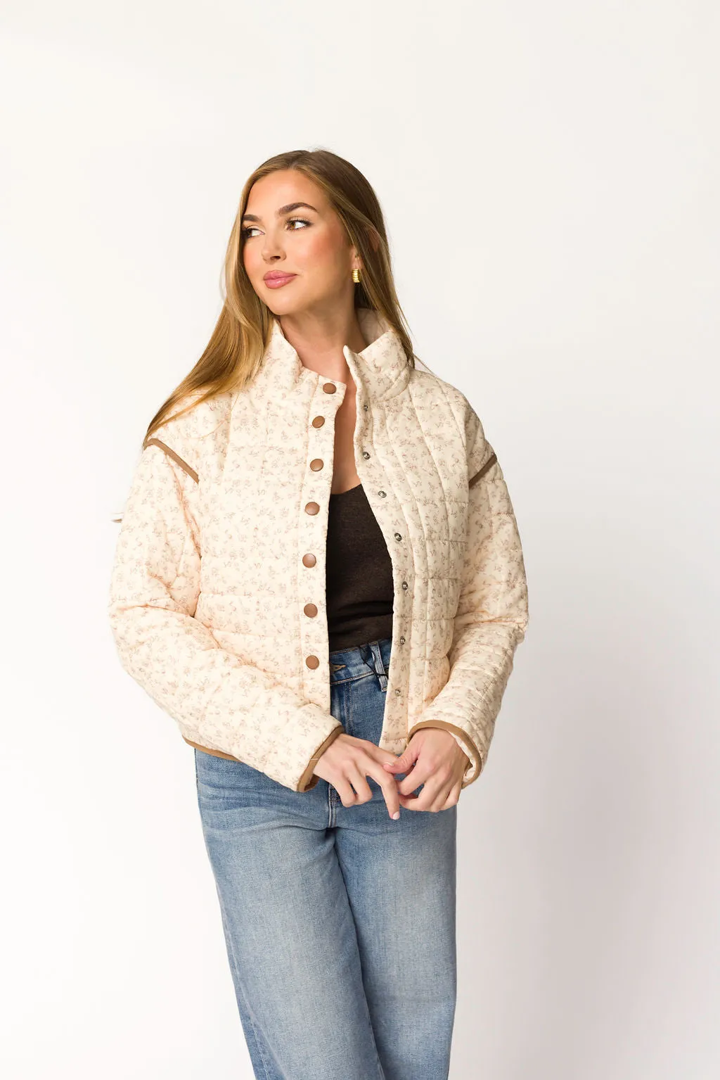 Elias Quilted Jacket in Natural Floral sold by Worth Collective product image thumbnail 2