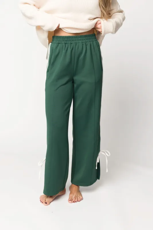 Murphy Track Pants with Bow Detail in Green/White sold by Worth Collective
