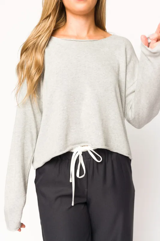Kit Boatneck Sweater in Heather Grey sold by Worth Collective