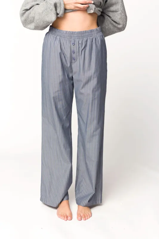 Michelle Striped Pajama Style Pants in Midnight sold by Worth Collective