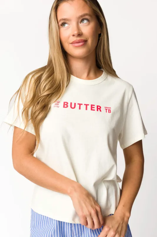Butter Graphic T-Shirt in Cream sold by Worth Collective