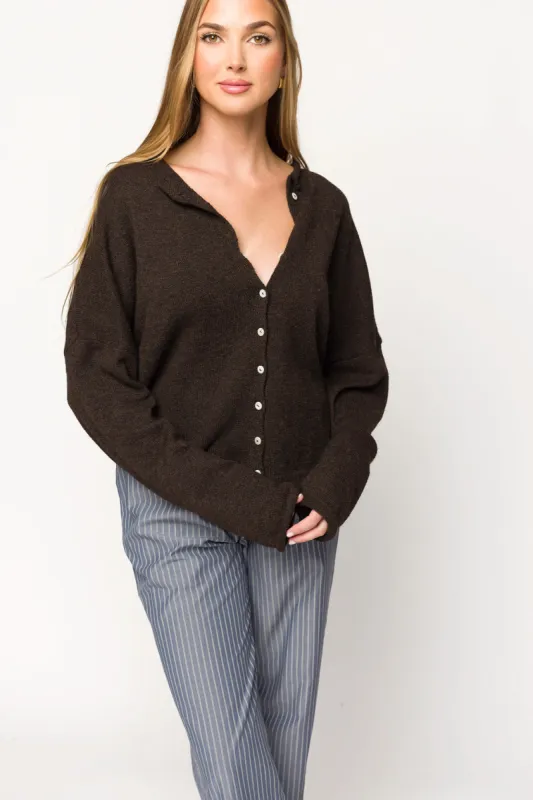 Piper Cardigan in Chocolate sold by Worth Collective