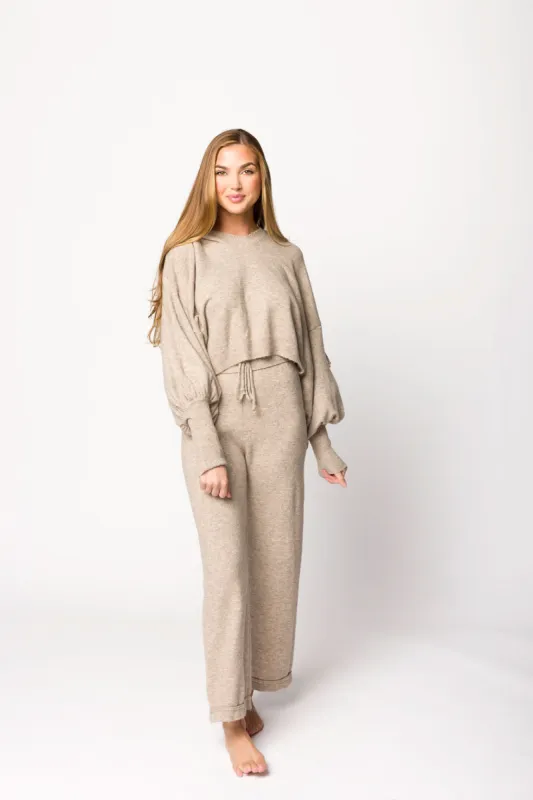 Trix Hoodie Pullover Sweater Top and Pants Set in Mocha sold by Worth Collective