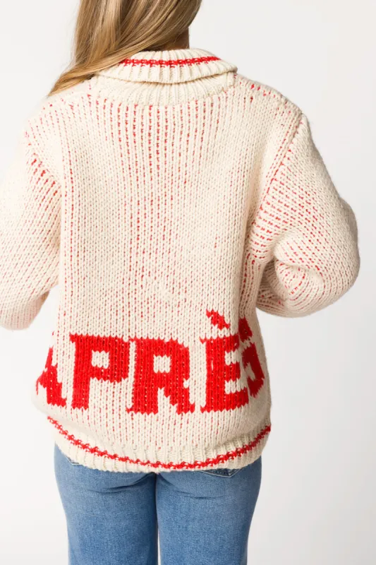 Apres Heavy Sweater Zip-Up in Cream Red sold by Worth Collective