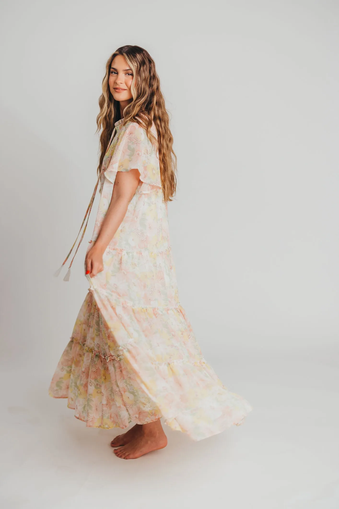 Isla Floral Maxi Dress in Pink - Bump Friendly sold by Worth Collective product image thumbnail 5